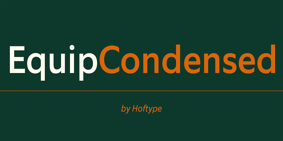 EquipCondensed is the matching complement for Equip and with its 16 fonts it extends of the Equip family to  32 styles.