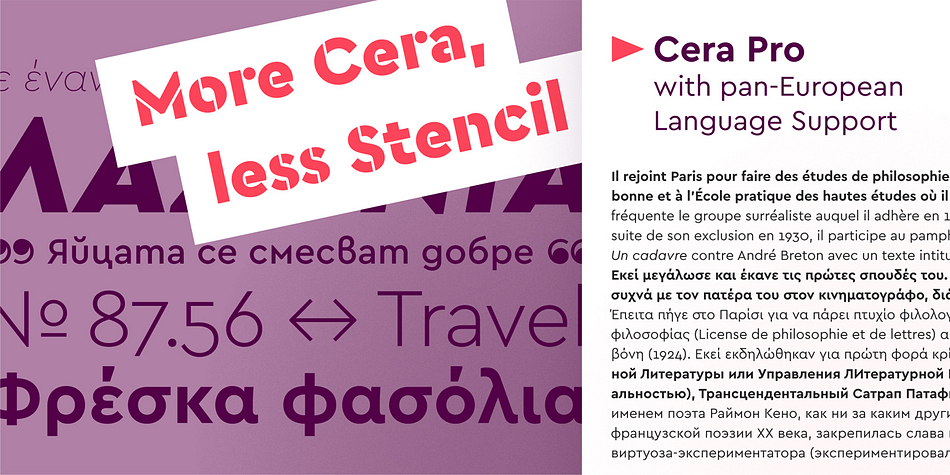 Highlighting the Cera Stencil PRO font family.