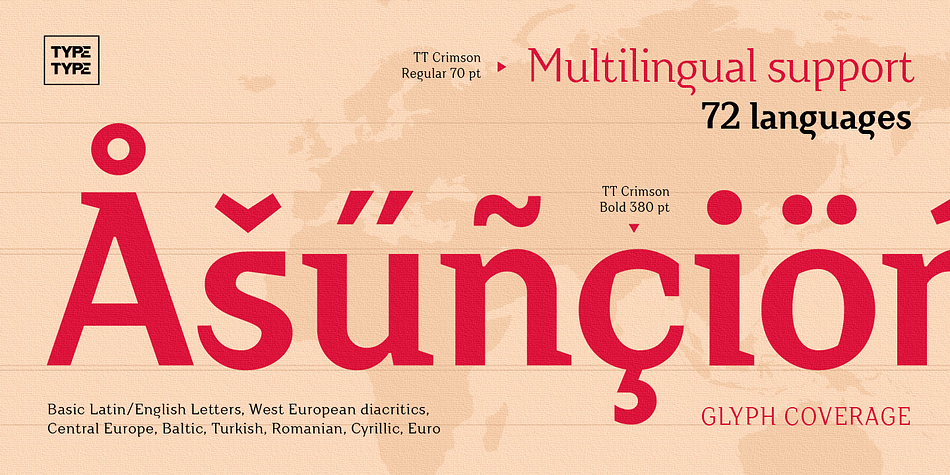 Displaying the beauty and characteristics of the TT Crimsons font family.