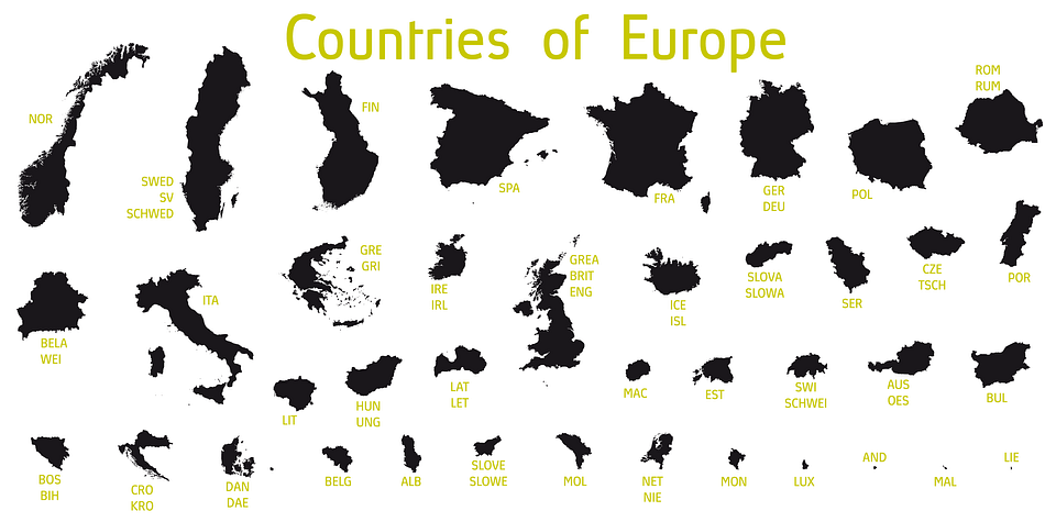 The Europe font: the European countries