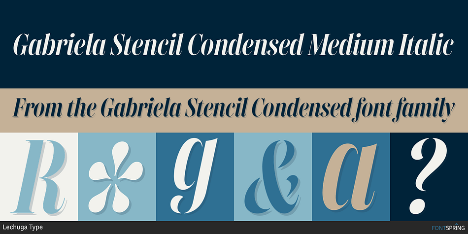 Gabriela Stencil Condensed Medium Italic Font