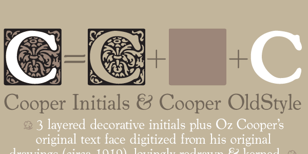 Cooper Text is a comprised of two fonts- Cooper OldStyle and Cooper Initials.