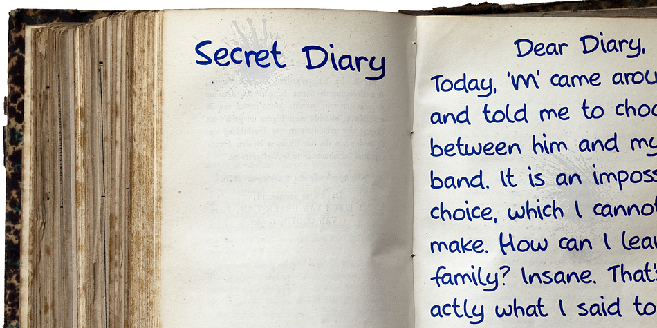 Secret Diary comes with some ligatures and an overdose of diacritics.