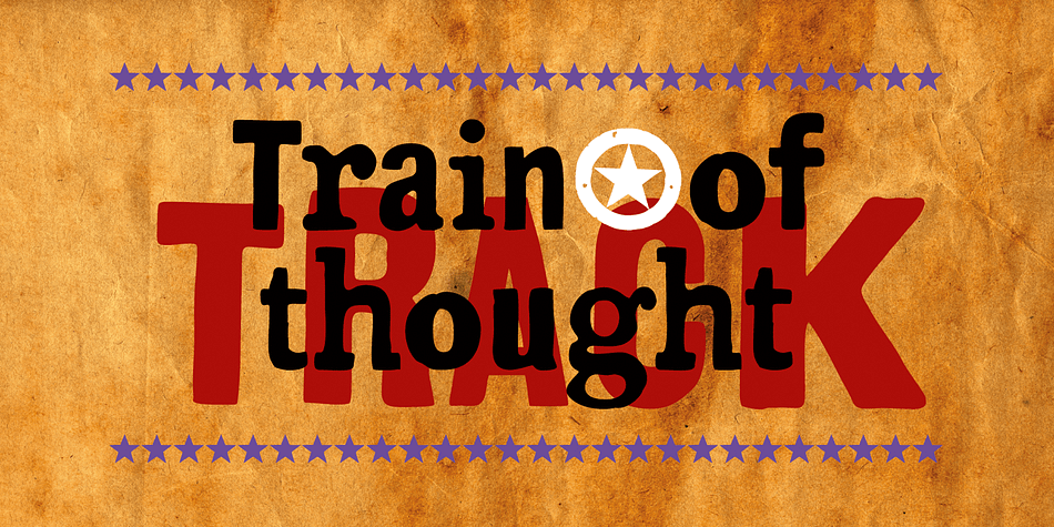 Train of thought is a decorative font based on vintage and retro posters of the 19th and 20th centuries.