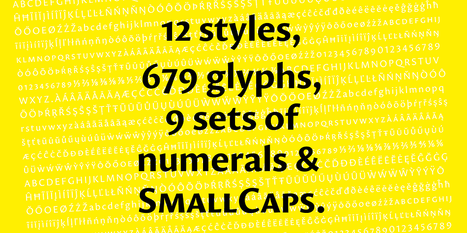 Its large character set (support for 100+ languages) and opentype features do all the heavy lifting for you, while its elegance and refined details ensure to deliver a punch of class to your designs.