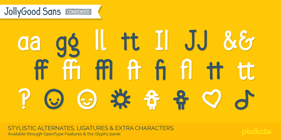 Displaying the beauty and characteristics of the JollyGood Sans Condensed font family.