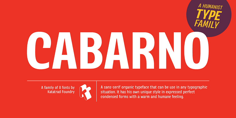 Cabarno is a sans-serif organic typeface that can be use in any typographic situation.