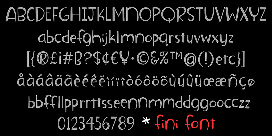 Fini provides playfulness with double letter ligatures with a twist of friendly sophistication.
