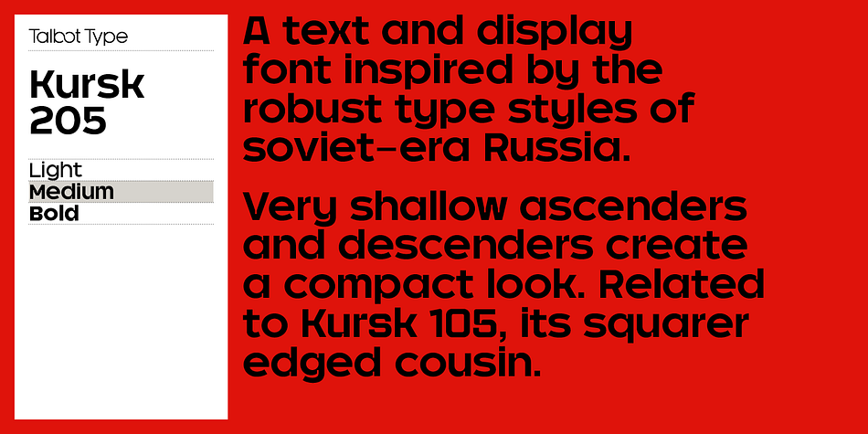Highlighting the Kursk 205 font family.