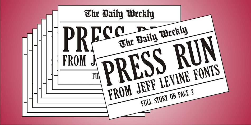 Press Run JNL is a reinterpretation of the classic typeface Cheltenham Condensed taken from actual screen captures of vintage newspaper headlines.