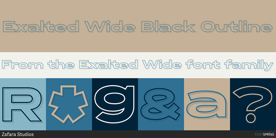 Exalted Wide Black Outline Font