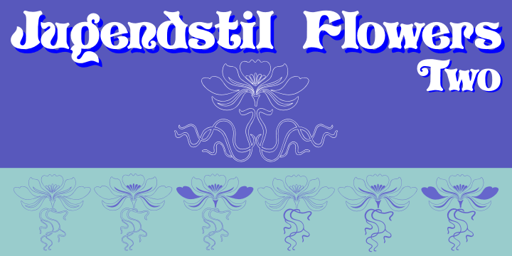 Jugendstil Flowers font family sample image.