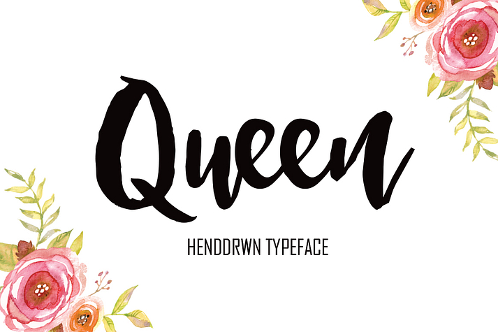 Displaying the beauty and characteristics of the Queen font family.