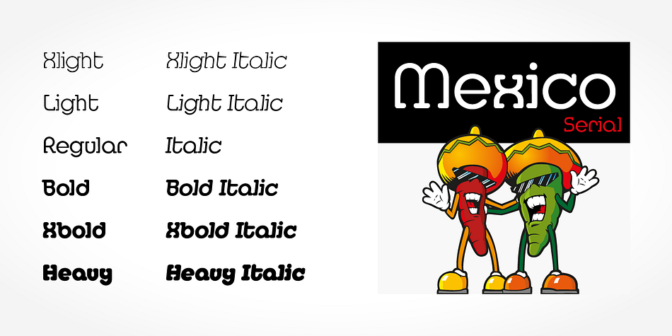 Highlighting the Mexico Serial font family.