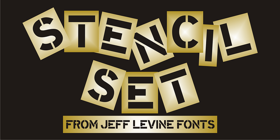 Stencil Set JNL takes the 2011 release of Stencil Mark JNL (a spur-serif letter based on a vintage set of brass stencils) and transitions it to the design of a clean, bold sans typeface.