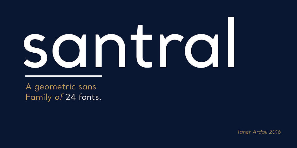 Santral typeface has been designed with the idea of achieving the ideal balance of geometrical perfection and optical impression.