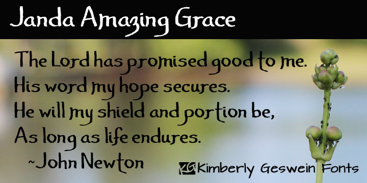 Displaying the beauty and characteristics of the Janda Amazing Grace font family.