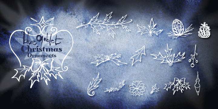 Blue Goblet Christmas Orns font family example.