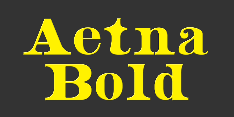 Aetna Bold is a revival of one of the popular wooden type fonts of the 19th century.