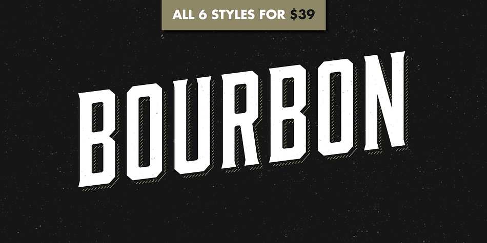 Like a brother to Gin, Bourbon is a condensed display typeface inspired by the likes of whiskey bottles and vintage serifs.
