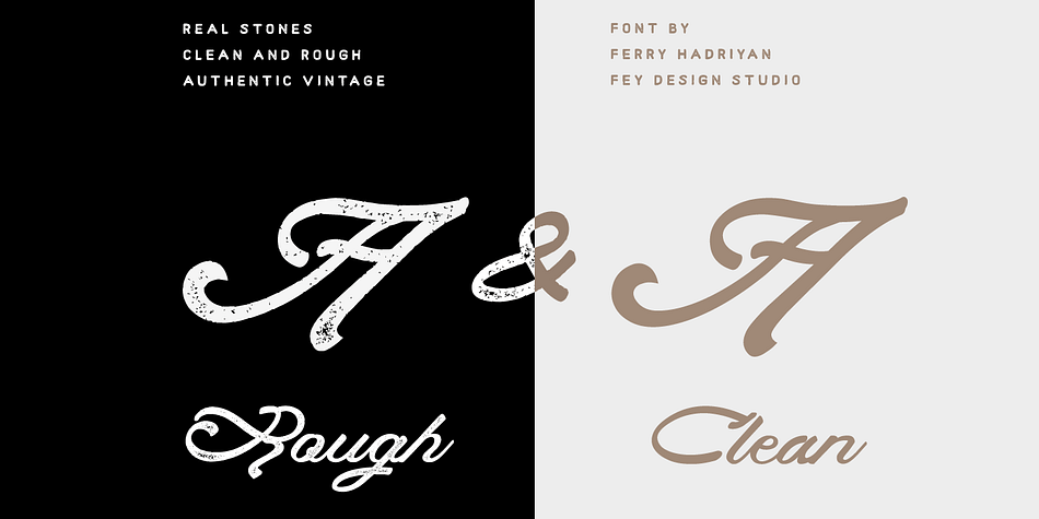 Real Stones Rough font family example.