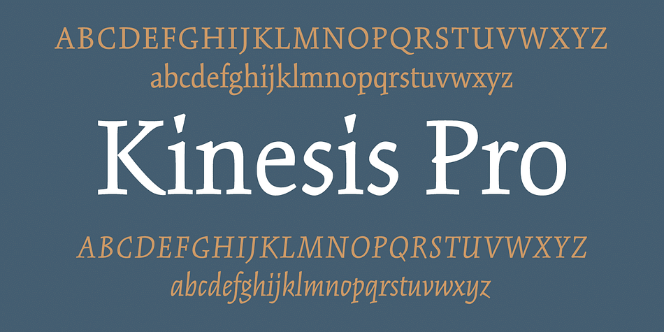 Kinesis is a unique and lively typeface family designed by Mark Jamra.
