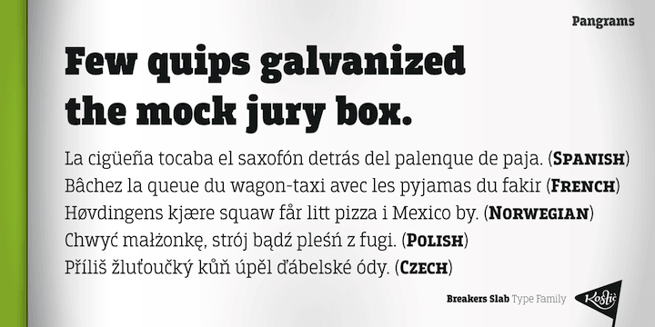 Emphasizing the popular Breakers Slab font family.
