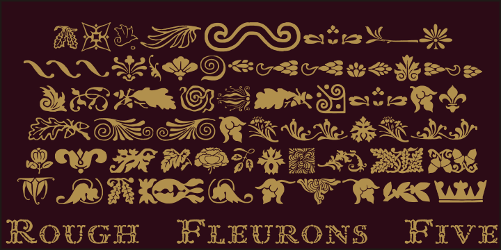 Rough Fleurons font family sample image.