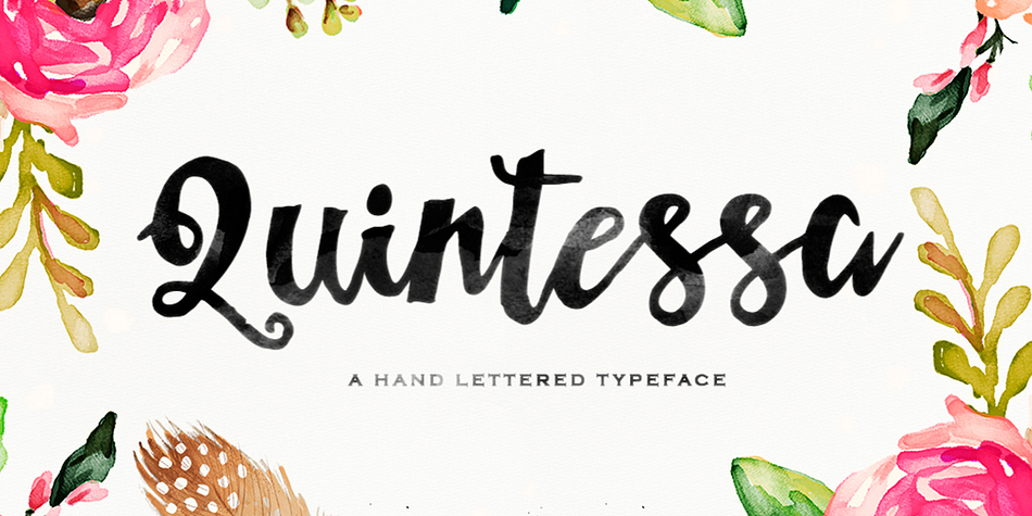 Quintessa Script is a modern calligraphy font with unique character, irregular baseline, and girly.