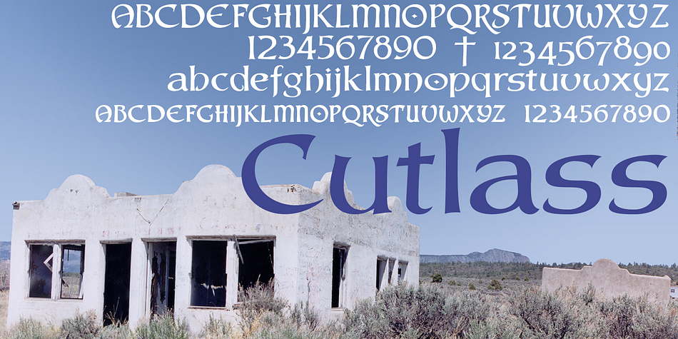 Displaying the beauty and characteristics of the Cutlass font family.