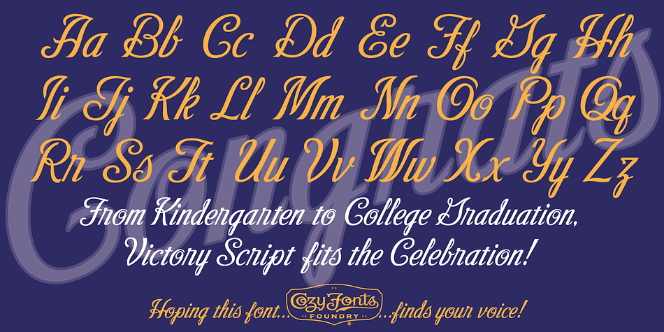 Displaying the beauty and characteristics of the Victory Script font family.