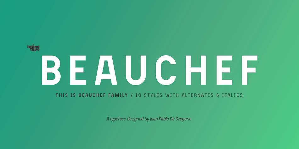 Beauchef is a sans serif typeface originally created to meet the needs of Centro de Modelamiento Matemático de la Universidad de Chile (University of Chile Center for Mathematical Modeling).