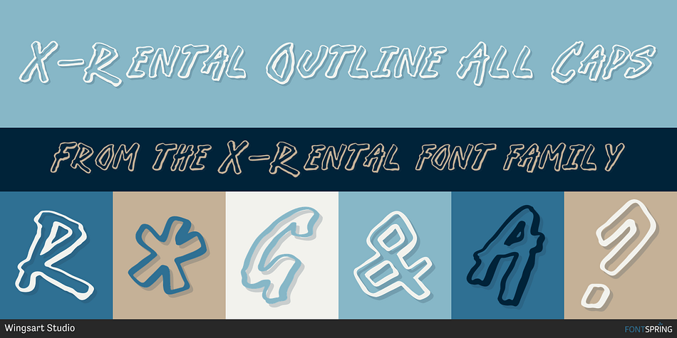 X-Rental Outline All Caps Font