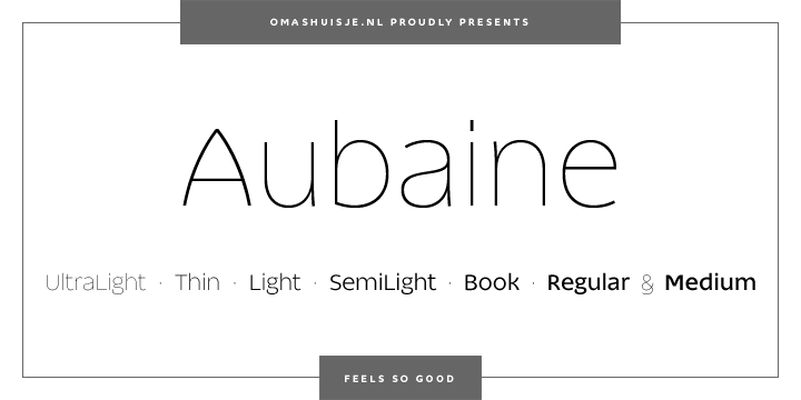 Aubaine (2012) by designer Jean Paul Beumer, is to be seen as the elegant and graceful grandniece of the more modernist and business minded gentleman Helvetica who was born in 1957 in Switzerland and who is himself a descendant of the erratic “Baron Akzidenz Grotesk” (1896) – said to be the first widely used sans serif.