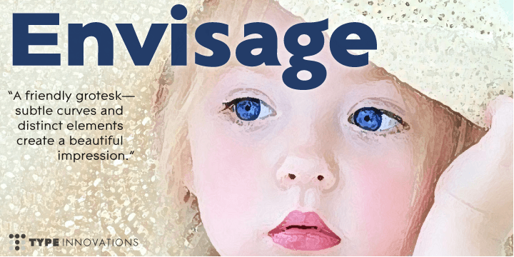 Envisage is a distinctive new grotesk design by Alex Kaczun.