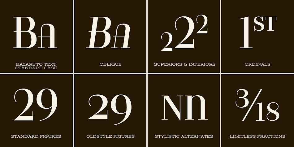 Displaying the beauty and characteristics of the Bazaruto font family.