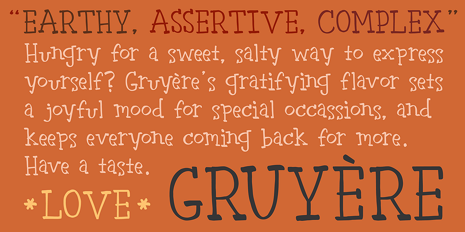 Highlighting the Gruyere font family.