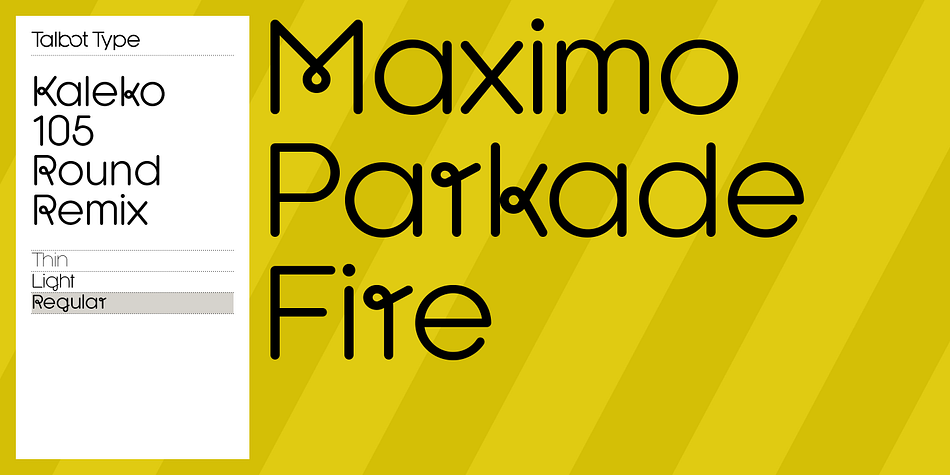 Emphasizing the popular Kaleko 105 Round Remix font family.