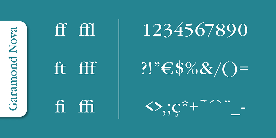 Garamond Nova Pro font family example.