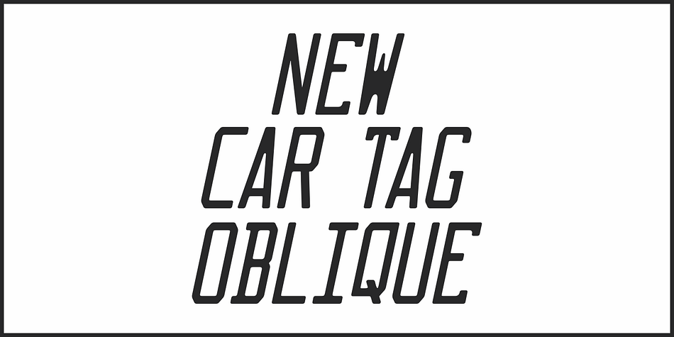 New Car Tag JNL Font