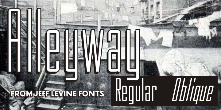 Alleyway JNL is an original typeface by Jeff Levine drawing heavily on 
Art Deco influences.