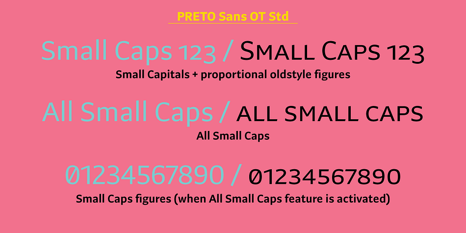 Preto Sans OT Std font family example.