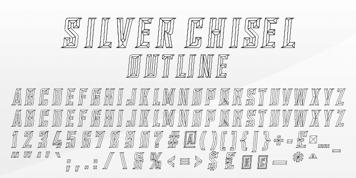 SILVER CHISEL font family sample image.
