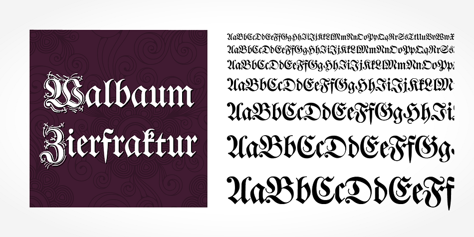 Walbaum Zierfraktur Pro is a classic blackletter font of its epoch which inspires you to create vintage-looking designs with ease.
