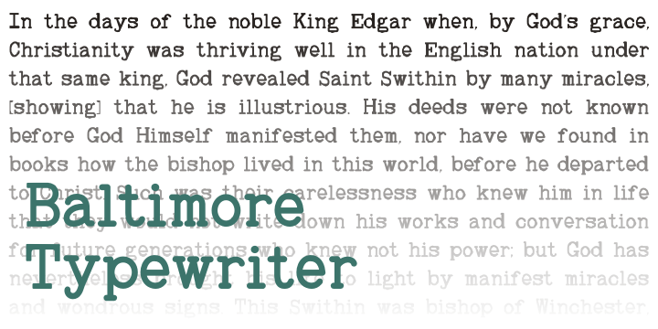 Baltimore Typewriter font family sample image.