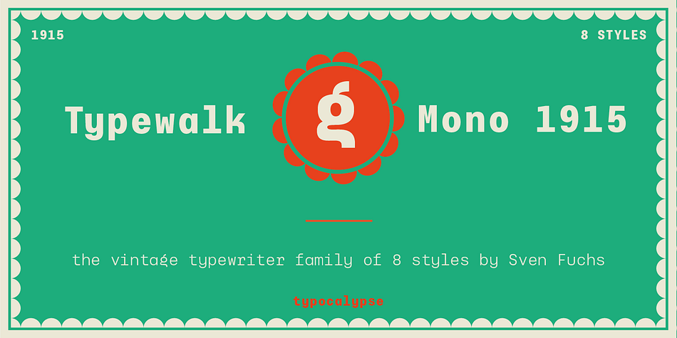Typewalk Mono 1915 - the vintage typewriter grotesque that is branded by history.