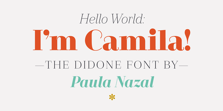 Camila is a delicate and smooth Didone typeface designed by Paula Nazal.