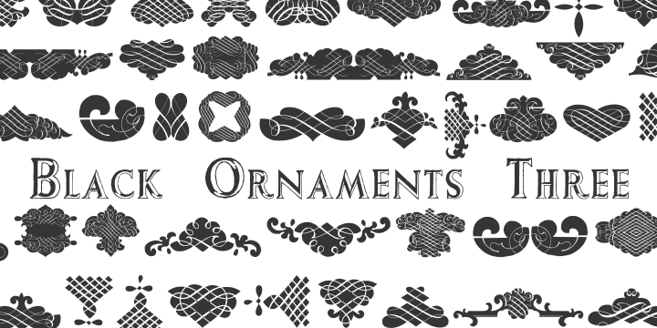 Black Ornaments Four font family sample image.