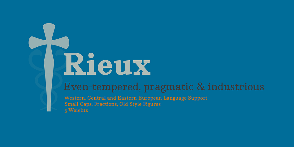 Named after the steadfast doctor from Albert Camus’ The Plague, Rieux is an even-tempered slab-serif that is confident without being cocky and approachable without being casual.