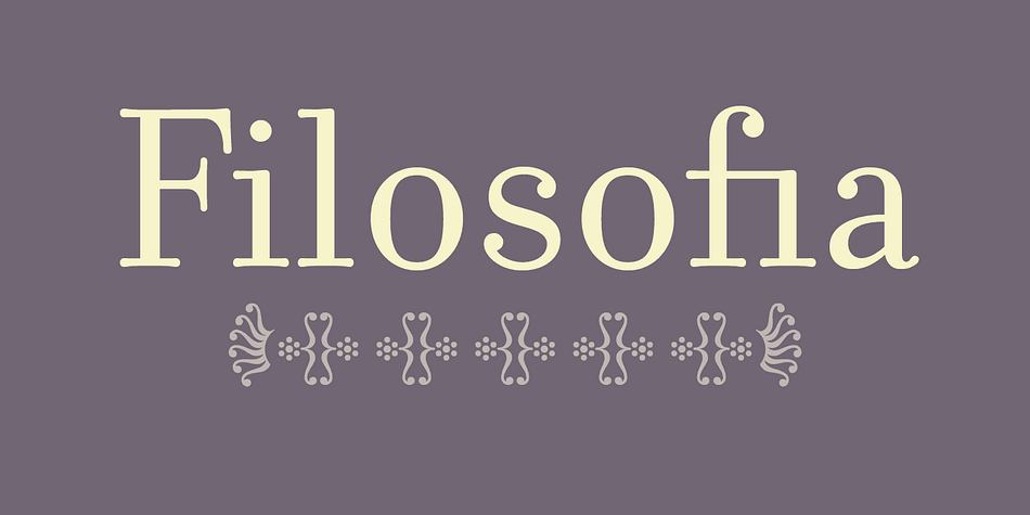 The Filosofia Regular family is designed for text applications.